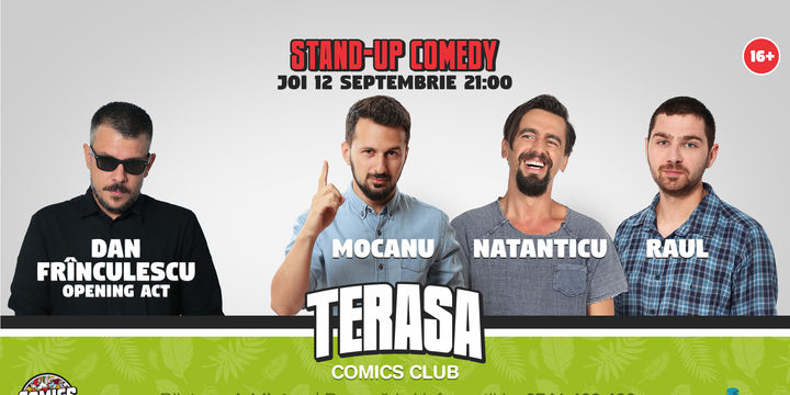 Stand-up cu Mocanu, Natanticu și Raul Gheba pe Terasa Comics Club