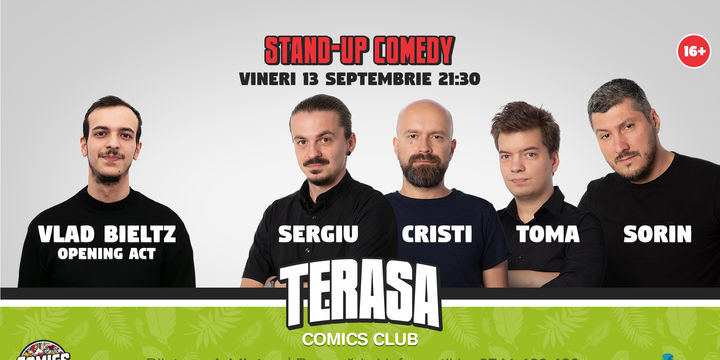 Stand-up cu Sorin, Sergiu, Toma & Cristi pe Terasa Comics Club