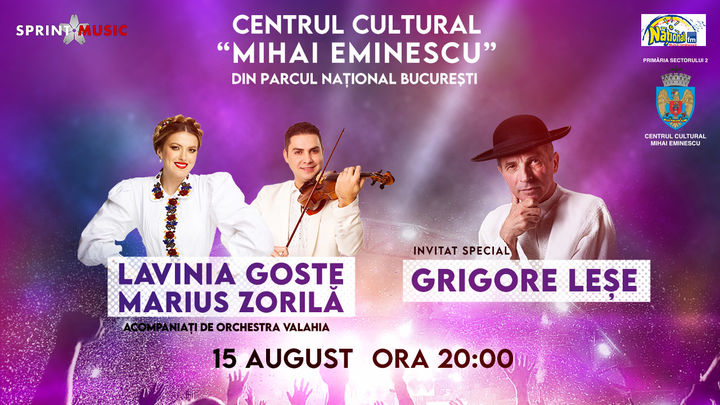 Concert Lavinia Goste, Marius Zorila, Grigore Lese acompaniati de Orchestra Valahia