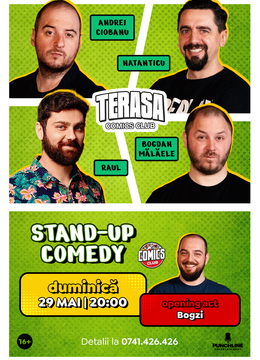 Stand-up cu Natanticu, Raul, Ciobanu și Bogdan Mălăele pe Terasa ComicsClub!