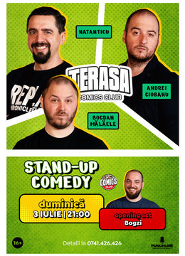 Stand-up cu Andrei Ciobanu, Bogdan Mălăele și Natanticu pe Terasa ComicsClub!