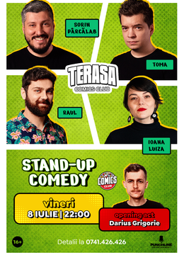 Stand-up cu Raul Gheba, Toma, Sorin și Luiza pe Terasa ComicsClub!