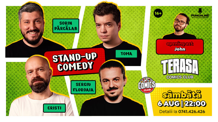 Stand-up cu Cristi, Toma, Sorin și Sergiu Floroaia pe Terasa ComicsClub!