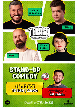 Stand-up cu Cristi, Toma, Sorin și Ioana Luiza pe Terasa ComicsClub!