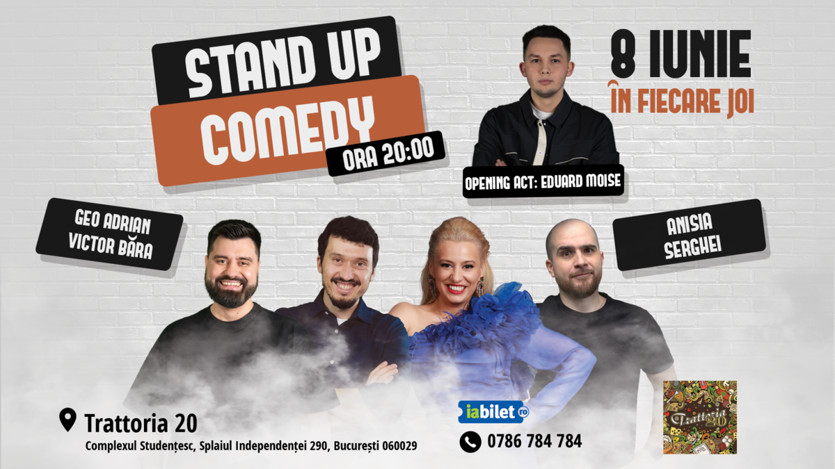 Bilete Regie Stand Up Comedy Cu Anisia Serghei Geo Si Victor Băra 8 Iun 23 Ora 2000 