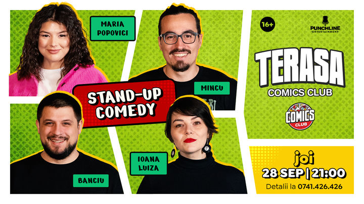 Stand-up Comedy cu Maria, Mincu, Banciu și Ioana Luiza pe Terasa ComicsClub!