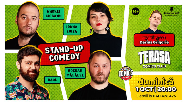 Stand-up cu Ioana Luiza, Ciobanu, Raul, Malaele pe Terasa ComicsClub!