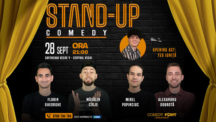 COMEDY POINT: Stand-up Comedy cu Cîrje, Popinciuc, Dobrotă și Florin Gheorghe