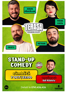 Stand-up cu Cristi, Sorin, Ioana Luiza și Mitran pe Terasa ComicsClub!