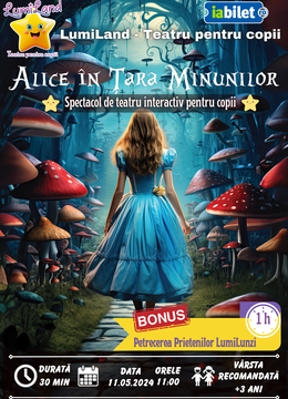 Alice în Țara Minunilor - Spectacol de teatru Interactiv +3 ani