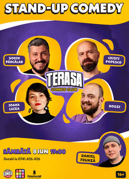 Stand-up cu Sorin, Popesco, Bogzi și Ioana Luiza pe Terasa ComicsClub!