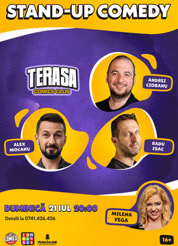 Stand-up cu Ciobanu, Radu Isac și Mocanu pe Terasa ComicsClub!