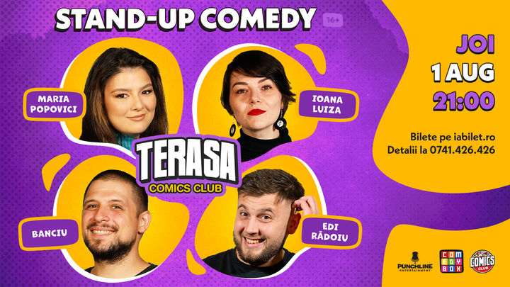 Stand-up cu Maria, Mincu, Banciu și Edi Radoiu pe Terasa ComicsClub!