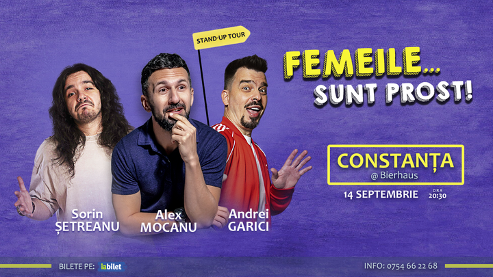 Constanța: Stand Up Comedy cu Alex Mocanu, Andrei Garici și Sorin Șetreanu