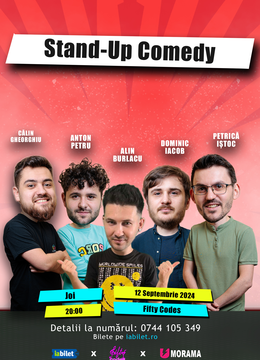 Iași: Stand-up Comedy cu Petrică, Dominic, Călin, Alin, Anton și Bogdan