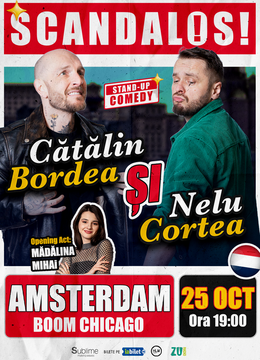 AMSTERDAM: Stand-up Comedy cu Bordea, Cortea si Madalina Mihai - ORA 19:00