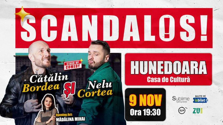 HUNEDOARA: Stand-up Comedy cu Bordea, Cortea si Madalina Mihai