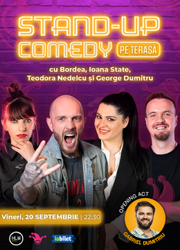 The Fool: Stand-up comedy pe terasă cu Bordea, Ioana State, Teodora Nedelcu și George Dumitru