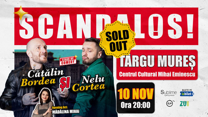 TARGU MURES: Stand-up Comedy cu Bordea, Cortea si Madalina Mihai - ora 20:00