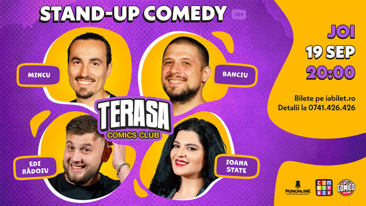 Stand-up cu Mincu, Ioana State, Banciu și Edi pe Terasa ComicsClub!