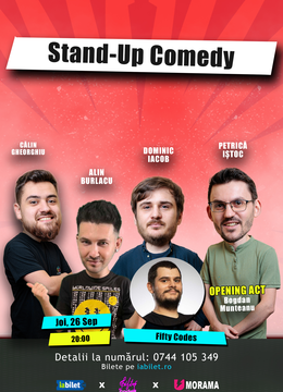 Iasi: Stand-up comedy cu Petrică Iștoc, Alin Burlacu, Dominic Iacob, Călin Gheorghiu și Bogdan Munteanu