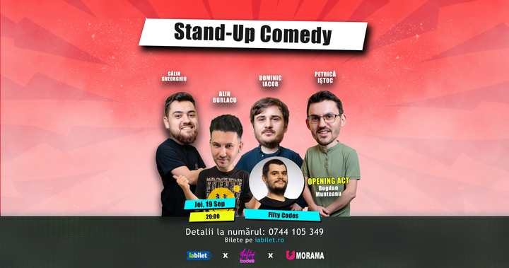 Iasi: Stand-up comedy cu Petrică Iștoc, Alin Burlacu, Dominic Iacob, Călin Gheorghiu și Bogdan Munteanu