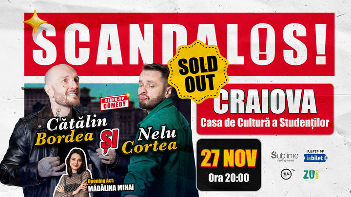 Craiova: Stand-up Comedy cu Bordea, Cortea si Madalina Mihai - ora 20:00