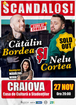 Craiova: Stand-up Comedy cu Bordea, Cortea si Madalina Mihai - ora 20:00