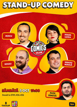 Stand-up cu Mincu, Ioana Luiza, Bogzi și Mirica la ComicsClub!