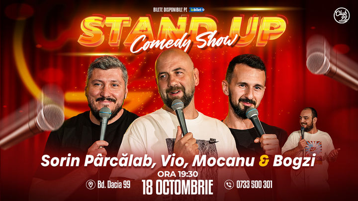 Stand up Comedy cu Sorin Pârcălab, Vio, Mocanu - Bogzi la Club 99