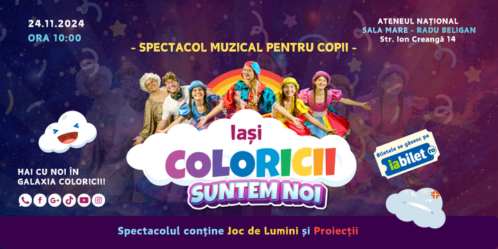 Iasi: “Coloricii suntem noi” – Spectacol muzical pentru copii