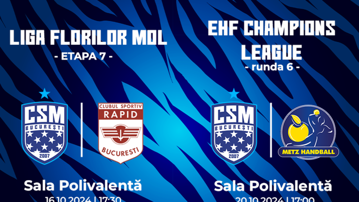 Liga Florilor MOL, Etapa 7 - CSM București vs CS Rapid București + EHF Champions League, Runda 6  vs Metz Handball