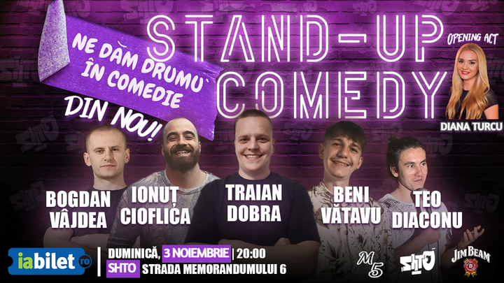 Stand-up Comedy | Ne dăm drumu' în comedie | Din Nou! | cu Traian Dobra, Ionuț Cioflica, Bogdan Vâjdea, Beniamin Vătavu și Teo Diaconu