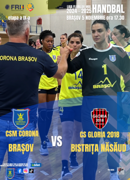 Brasov: Handbal CSM Corona Brasov – CS Gloria 2018 Bistrita Nasaud