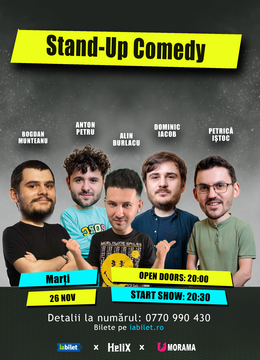 Iași: Stand-up Comedy cu Petrică, Alin, Dominic, Anton și Bogdan