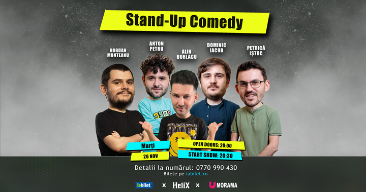 Iași: Stand-up Comedy cu Petrică, Alin, Dominic, Anton și Bogdan