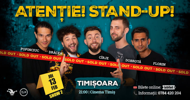 Timișoara: (SHOW2) Stand-up comedy cu Drăcea, Cîrje, Florin, Dobrotă și Popinciuc