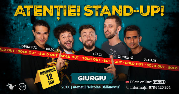 Giurgiu: Stand-up comedy cu Drăcea, Cîrje, Florin, Dobrotă și Popinciuc