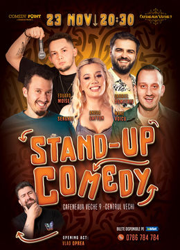 COMEDY POINT:  Stand-up Comedy cu Mane Voicu, Anisia, Serghei, Gabriel Dumitriu și Eduard Moise