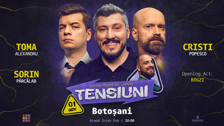 Botoșani | Stand-up Comedy cu Sorin Pârcălab, Toma și Cristi Popesco