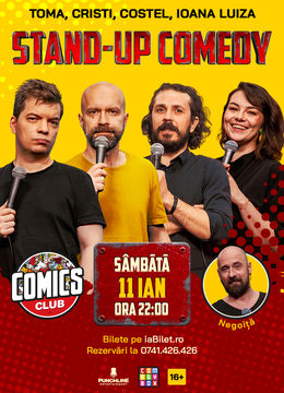 Stand-up cu Cristi, Toma, Costel și Ioana Luiza la ComicsClub!