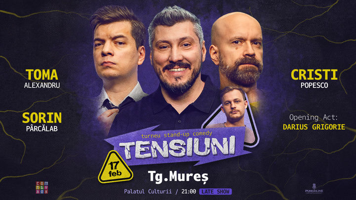 Târgu Mureș | Stand-up Comedy cu Sorin Pârcălab, Toma și Cristi Popesco