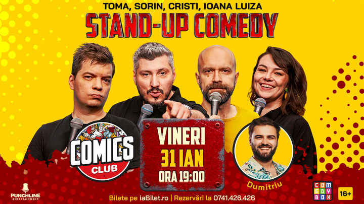 Stand-up cu Cristi, Toma, Sorin și Ioana Luiza la ComicsClub!