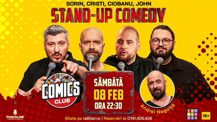 Stand-up cu Cristi, Sorin, Andrei Ciobanu și John la ComicsClub!