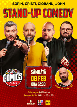 Stand-up cu Cristi, Sorin, Andrei Ciobanu și John la ComicsClub!