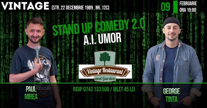 Târnăveni: Stand-up Comedy 2.0 A.I. Umor cu George Țintă și Paul Mirea