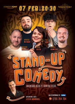 COMEDY POINT:  Stand-up Comedy cu Ioana Luiza, George Dumitru, Teo Ioniță, Mitran și Bogdan Mălăele