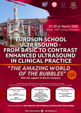 Timisoara:  Euroson School Ultrasound - From Basic To Contrast Enhanced Ultrasound In Clinical Practice