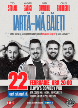 Iartă-mă, băieți | Stand Up Comedy cu Teo, Călin, Gabi și Garici @ Lloyd's