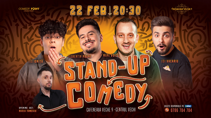 COMEDY POINT:  Stand-up Comedy cu Edi Vacariu, Florentin Păune, Teo Ioniță și Mane Voicu